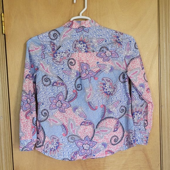 💚Charter Club Shirt Shop 8P Paisley Pastel Boho Roll Tab - Picture 4 of 6